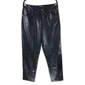 BC Ethic Mens Faux Leather Pants Vintage 90s Straight Leg Black 36